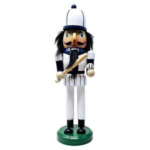 Baseball Player Blue White Uniform Bat Ball Christmas 10" Nutcracker